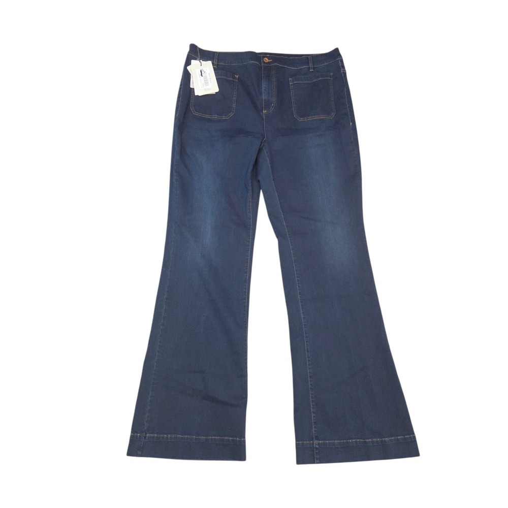 Marina Rinaldi Sport Jeans Iceberg 24W Blue NWT Flare High Rise Stretch Indigo
